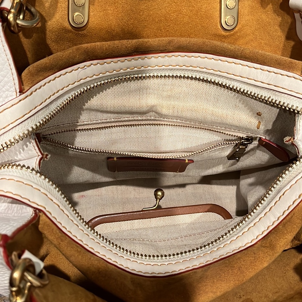 Coach Cream Satchel with Brown Handles and Trim - Picture 4 of 7